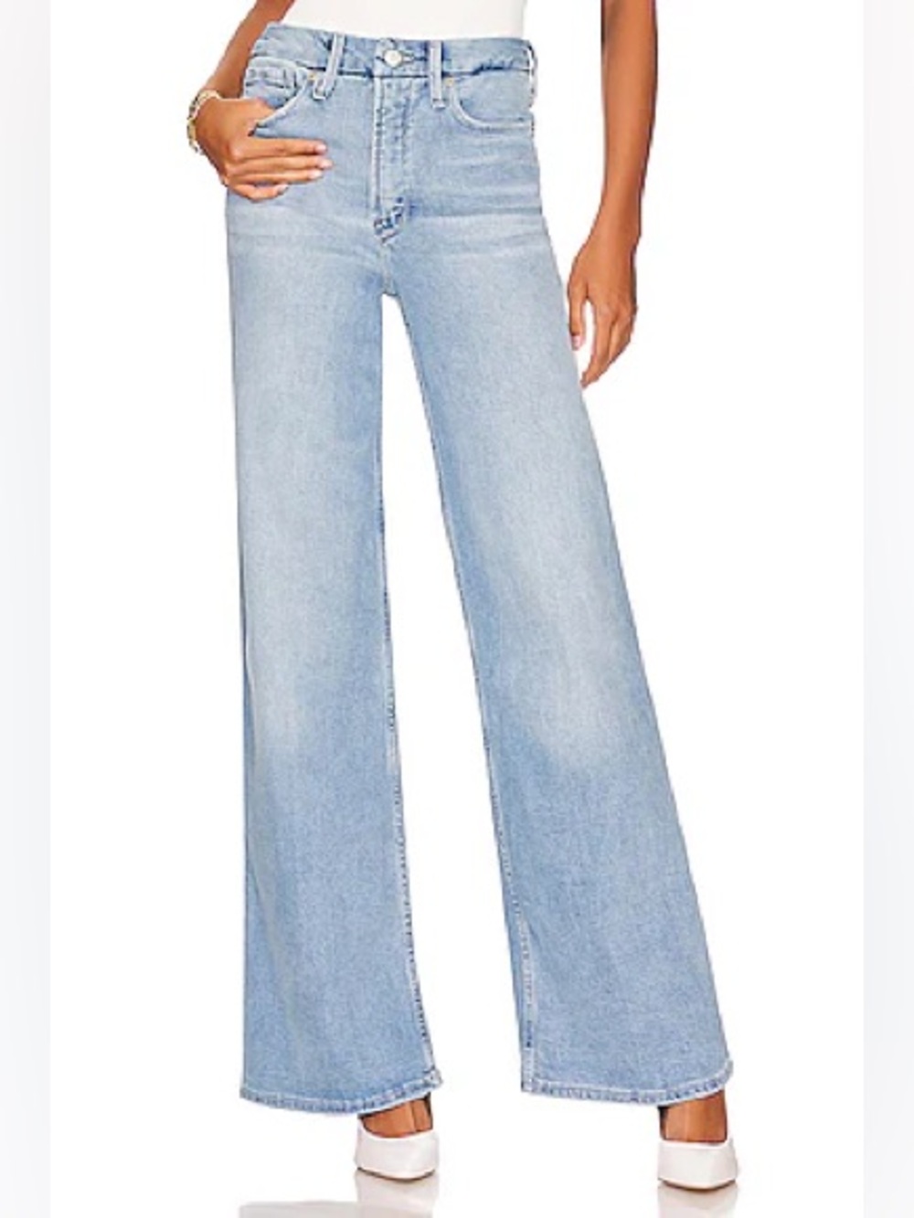 Good American Good Palazzo Stacked Wide Leg Jeans Indigo135 Size 4/27